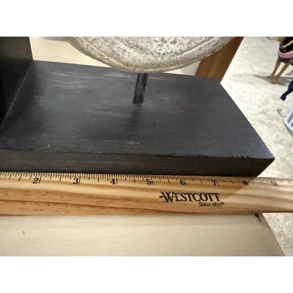 Seashell Bookends Coastal Resin & Wood Solid Black & Cream VTG Distressed - Picture 4 of 7